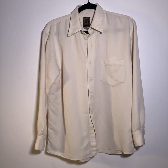 Bruno Long sleeve Men's Medium Cream White Button up - Rayon Polyester Blend - Picture 1 of 16